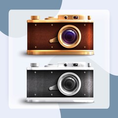 Retro style professional equipment photo camera isolated on white background vector illustration