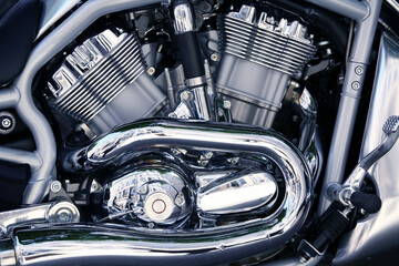 Fototapeta premium der Motor eines Motorrades