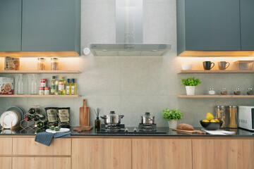 Obraz na płótnie Canvas corner of kitchen with modern design room interior