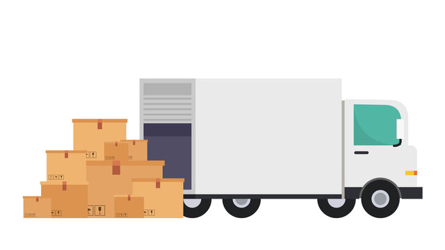 Delivery vehicles. box cartoon vector. free space for text. wallpaper.