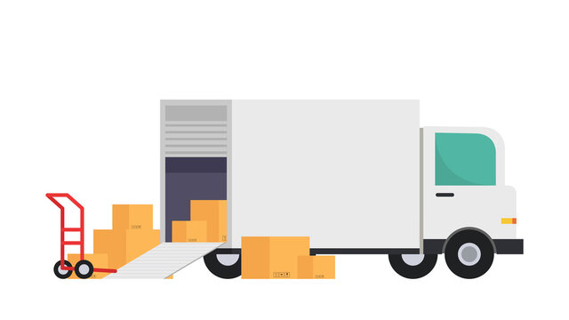 Delivery vehicles. box cartoon vector. free space for text. wallpaper.