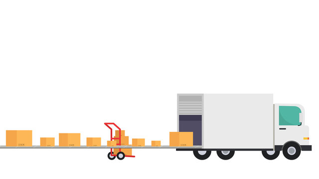 Delivery vehicles. box cartoon vector. free space for text. wallpaper. Baggage carousel.
