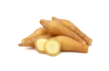 Finger root (Krachai) and sliced isolated on white background,herb.