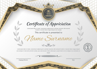 White certificate and modern pattern design elements. Business modern design. Vector illustration