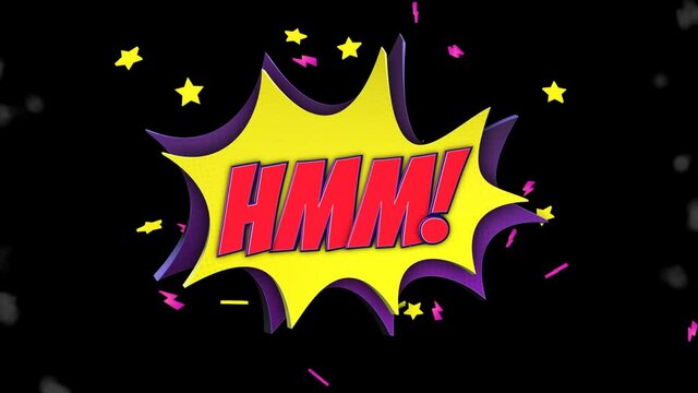 HMM Comic Text Animation, with Alpha Matte, Loop, 4k
