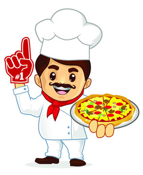 chef mascot cartoon in vector