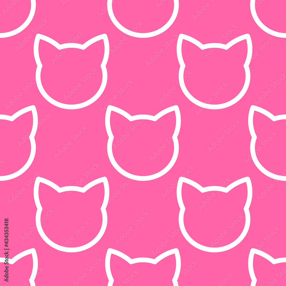Canvas Prints cat head shape seamless pink pattern.