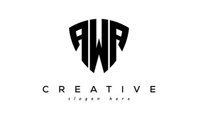 AWA letter creative logo with shield	 - obrazy, fototapety, plakaty