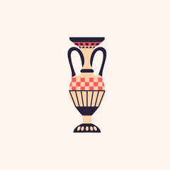 Fototapeta premium Ancient Greek amphora isolated vector illustration. Antique Greece vase design element. 