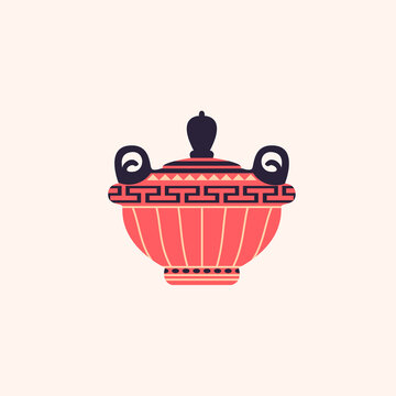 Ancient Greek amphora isolated vector illustration. Antique Greece vase design element. 