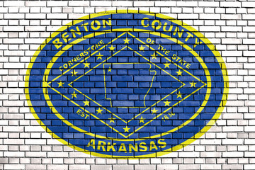 flag of Benton County, Arkansas painted on brick wall