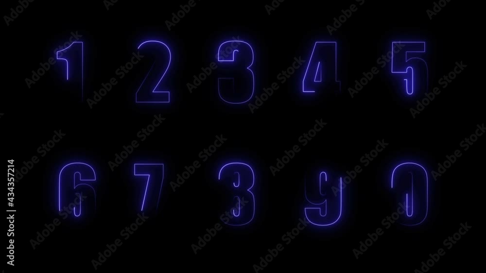 Poster effects of dynamic glow of contours of numbers on a black background. neon design elements. futurist