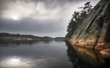 granite rocks are coastline and islands in North Europe, Baltic sea, gulf of Finland. Clean nordic nature