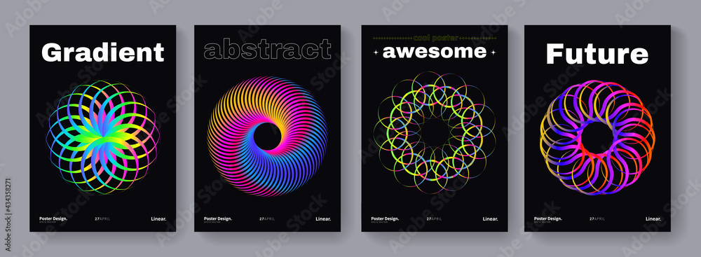 Aufkleber set of abstract 3d colorful shapes. modern geometric poster. sun rays and firework signs.