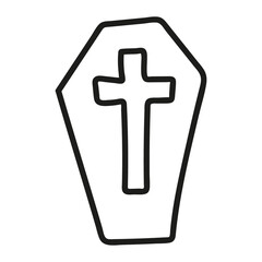 coffin in doodle style halloween holiday