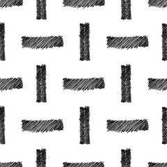 Seamless pattern with black pencil brushstrokes