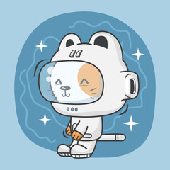 Cute kitten in astronaut costume