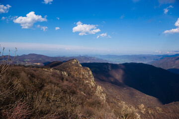Beautiful landscape with settlements and mountains at Armenia-Georgia state border
