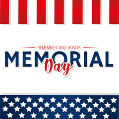 Memorial day poster with text and stars