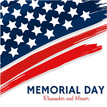 Memorial day poster with stars and the flag of USA