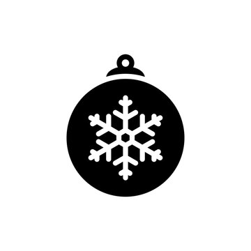 Christmas xmas ornament ball icon in glyph style. Decorative balls with snowflake motifs are a Christmas tree decoration. Vector illustration of icons that can be used for apps, websites, or logos