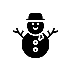 Christmas Xmas Snowman Vector icon in Glyph Style. a snowman made by children in winter. Vector illustration icon that can be used for apps, websites, or part of a logo