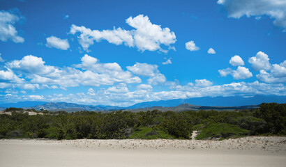 landscape from dunes in Domican republic. Las Salinas Travelling destination. Background picture