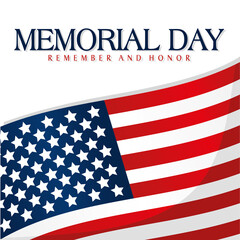 Memorial day poster with a flag of USA