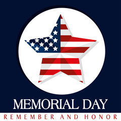 Isolated star shape with the flag of USA for memorial day Vector