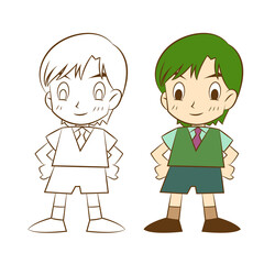 cute cartoon boy on white background, vector llustration.