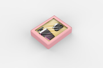 Blank cosmetic gift set box for branding, 3d illustration.