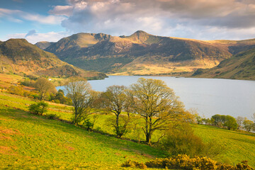 Crummock Water with High Stile and Red Pike in the distance. Lake District National Park, England,...