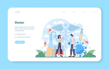 Doctor web banner or landing page. Healthcare, modern medicine