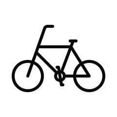 Bicycle flat line icon. Vector outline illustration of Urban transportation, bike sharing, bicycle fitness. Black color thin linear sign for store, can be used in logo, UI and web design