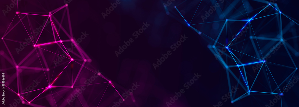 Aufkleber Technology background. Abstract digital combination dots and lines. Network connection structure. 3d Widescreen