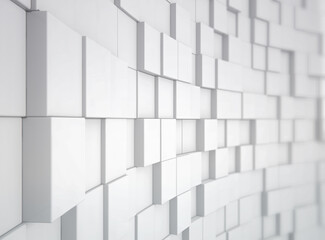 Abstract white blocks or cubes background. 3d Rendering.