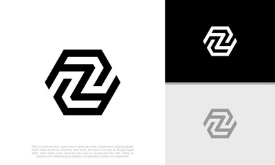 Initials Z logo design. Initial Letter Logo. Hexagon logo design.	
