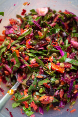 Big salad close up vegan salad