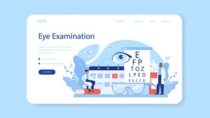 Oculist web banner or landing page. Idea of eye exam and treatment.