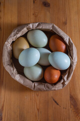 Farm fresh multicolored chicken eggs