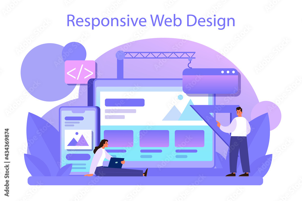 Poster responsive web design concept. adaptive content presentation