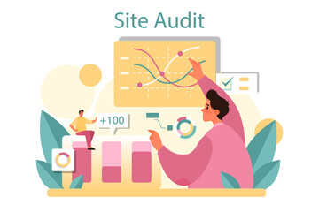 Website audit concept. Web page analysis of website's visibility in search