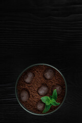 Chocolate dessert of cookies with pieces of chocolate