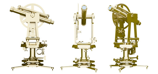 steampunk telescope isolated on white