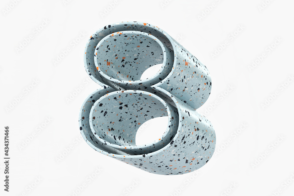 Aufkleber 3d font number 8 solid shadow design. light blue terrazzo style pattern. high definition 3d renderin