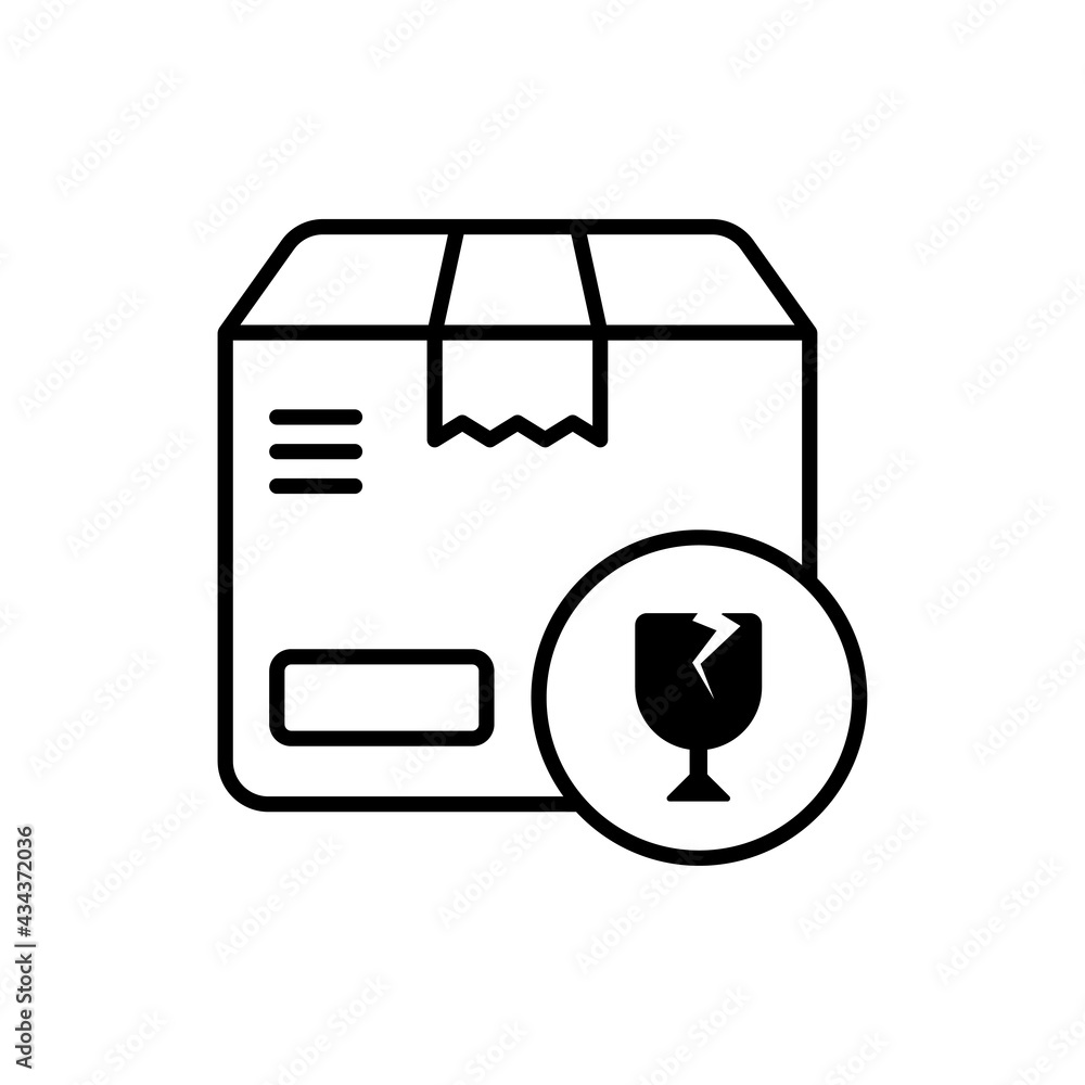 Poster parcel fragile vector filled outline icon style illustration. eps 10 file