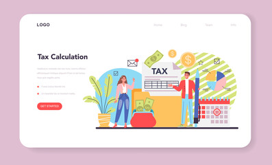 Accountant web banner or landing page. Professional bookkeeper.