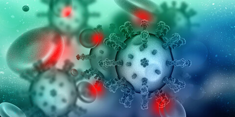 3d render Corona virus microscopic view

