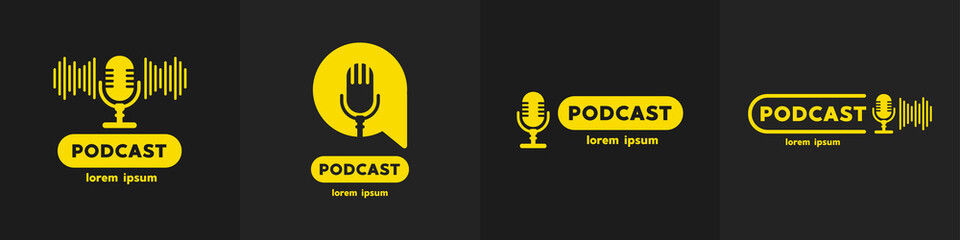 Podcast radio logo icon. Vector illustration. - obrazy, fototapety, plakaty