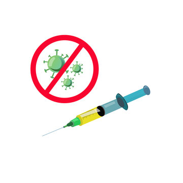 Medical disposable syringe with needle. Vaccine against viruses. 